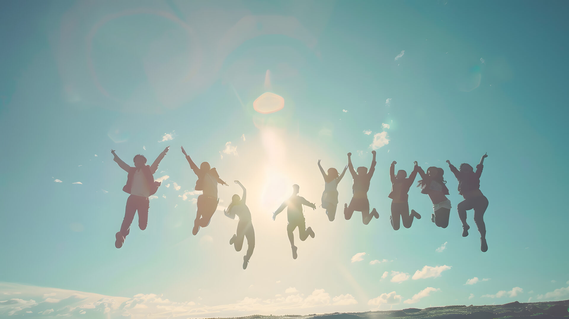 Group of people jumping to represent Sun IP’s team spirit and people-powered approach supported by technology.