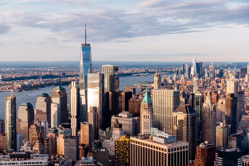 New York cityscape visual accompanying Sun IP’s IP Counsel Café for networking and benchmarking in November 2025.